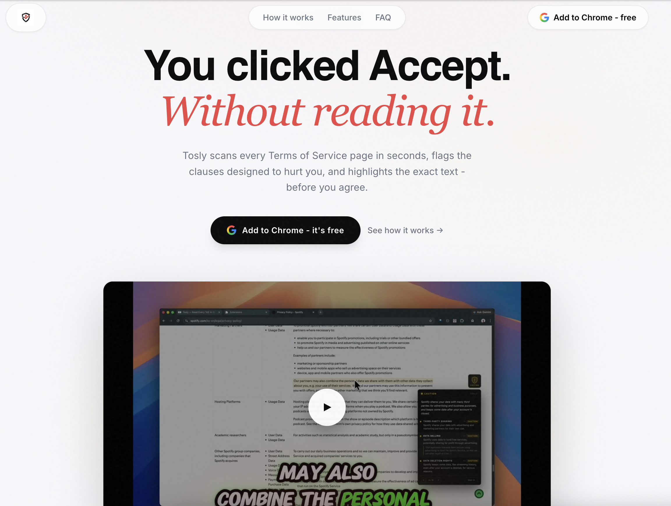 Tosly - Terms of Service Reader